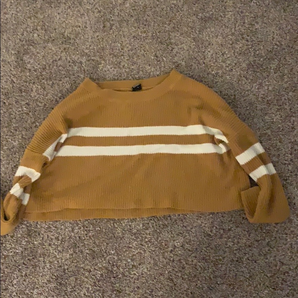 orange striped knitted cropped sweater